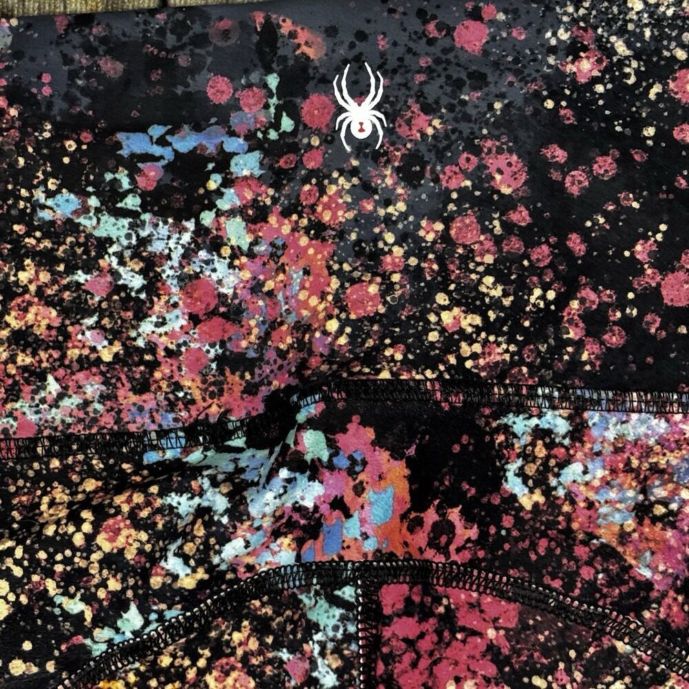 Spyder Leggings Womens Black Multi Color Paint Splatter Pockets Size Small - Picture 5 of 7